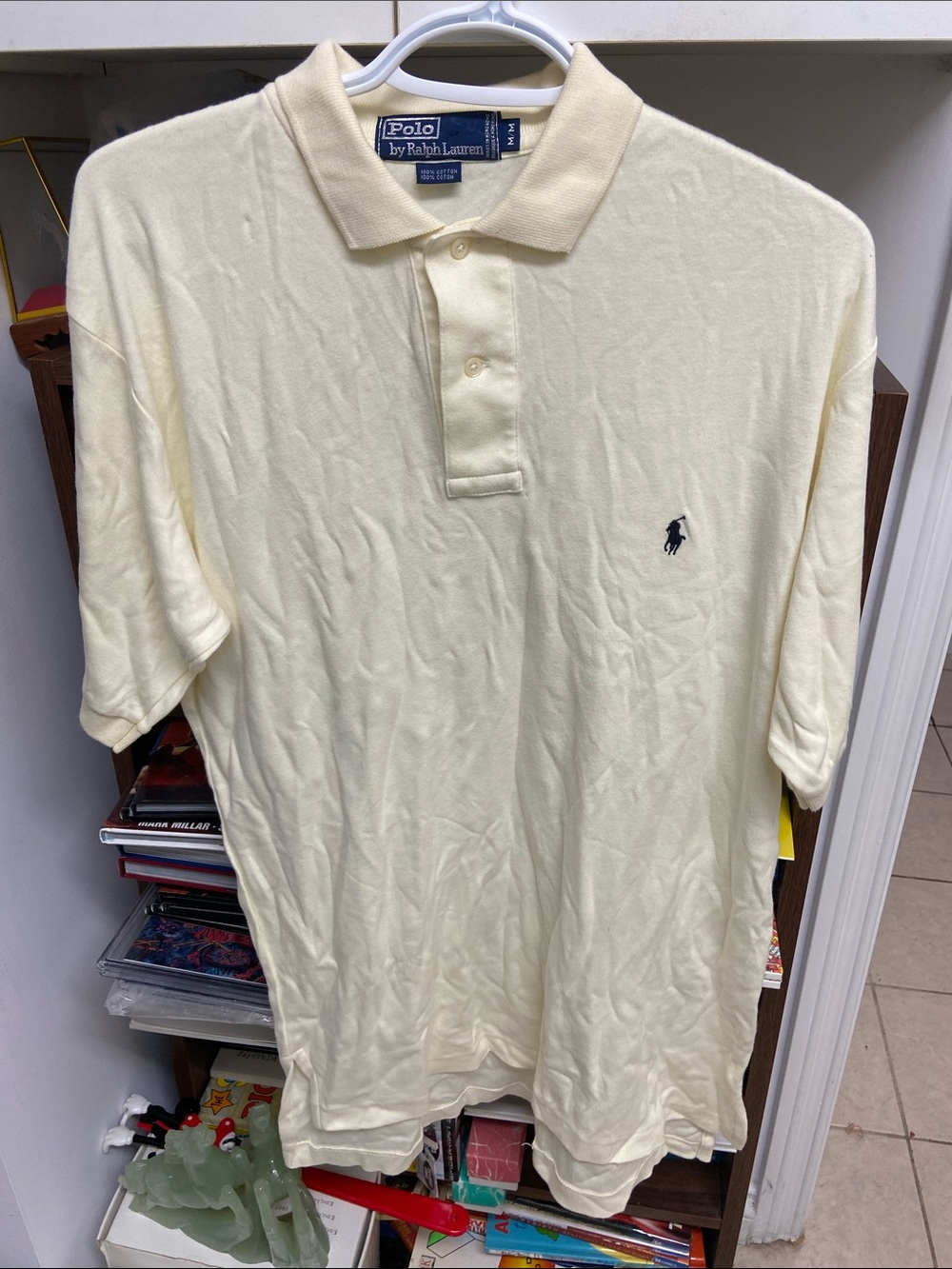 Vintage Polo by Ralph Lauren Pale Yellow Cream Short-Sleeve Polo with Navy Pony